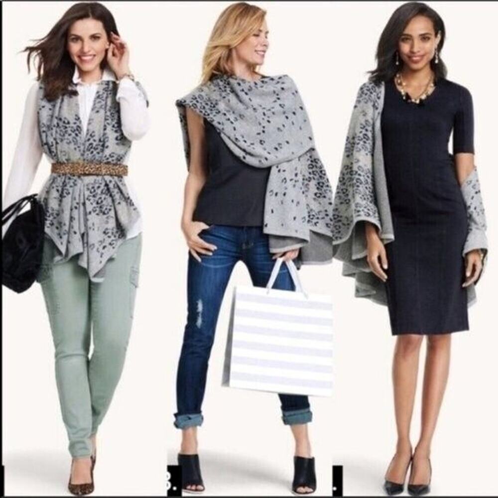 CAbi Gray Patterned Poncho
